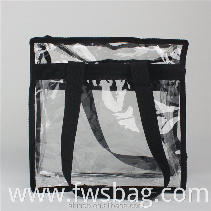 Stadium Approved Zipper 12 X 12 X 6 Inches Clear Stadium Tote Bag With Front Zipper Pocket